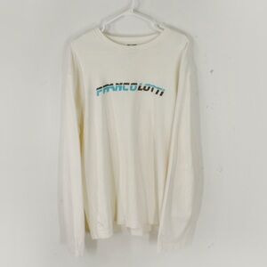 Franco Lotti Tennis Logo Text Graphic White Long Sleeve Shirt